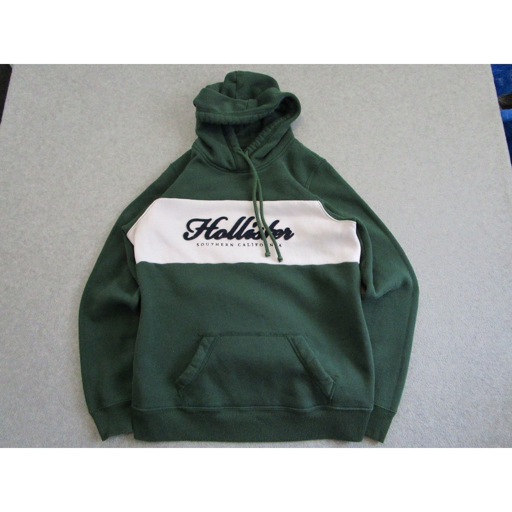 Y2K Hollister Hoodie Mens Large Green White Pullover Sweater Vintage